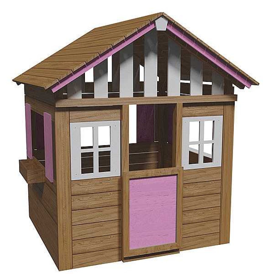 Exterior MASGAMES Casitas De Madera | Casita Lollipop Xl Rosa Masgames