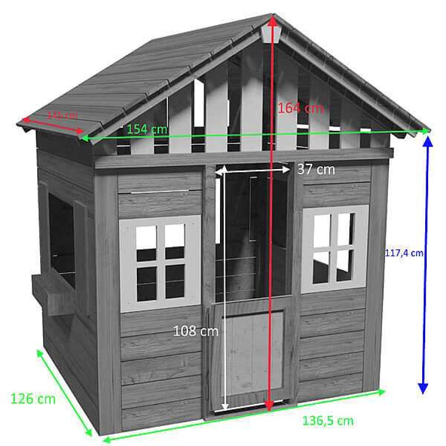 Exterior MASGAMES Casitas De Madera | Casita Masgames Lollipop Xl Blanca