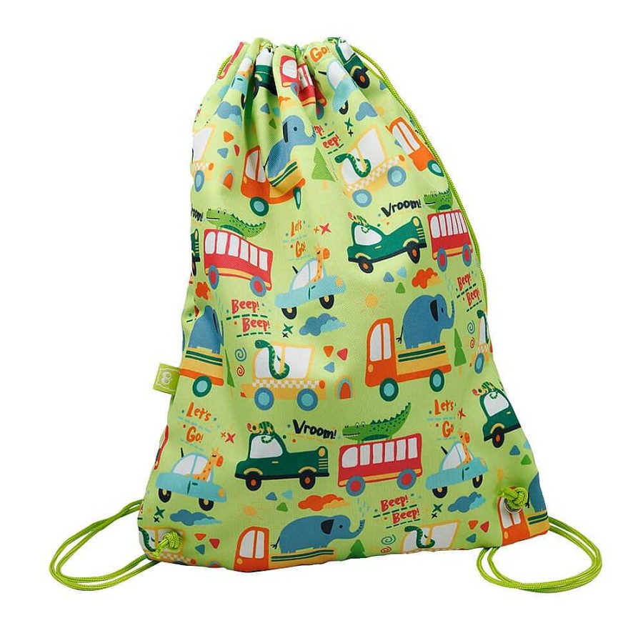 Muebles & Deco EUREKAKIDS Mochilas Y Bolsas T Rmicas | Mochila De Cuerdas Y Mochila Saco Infantil Con Estampado De Coches