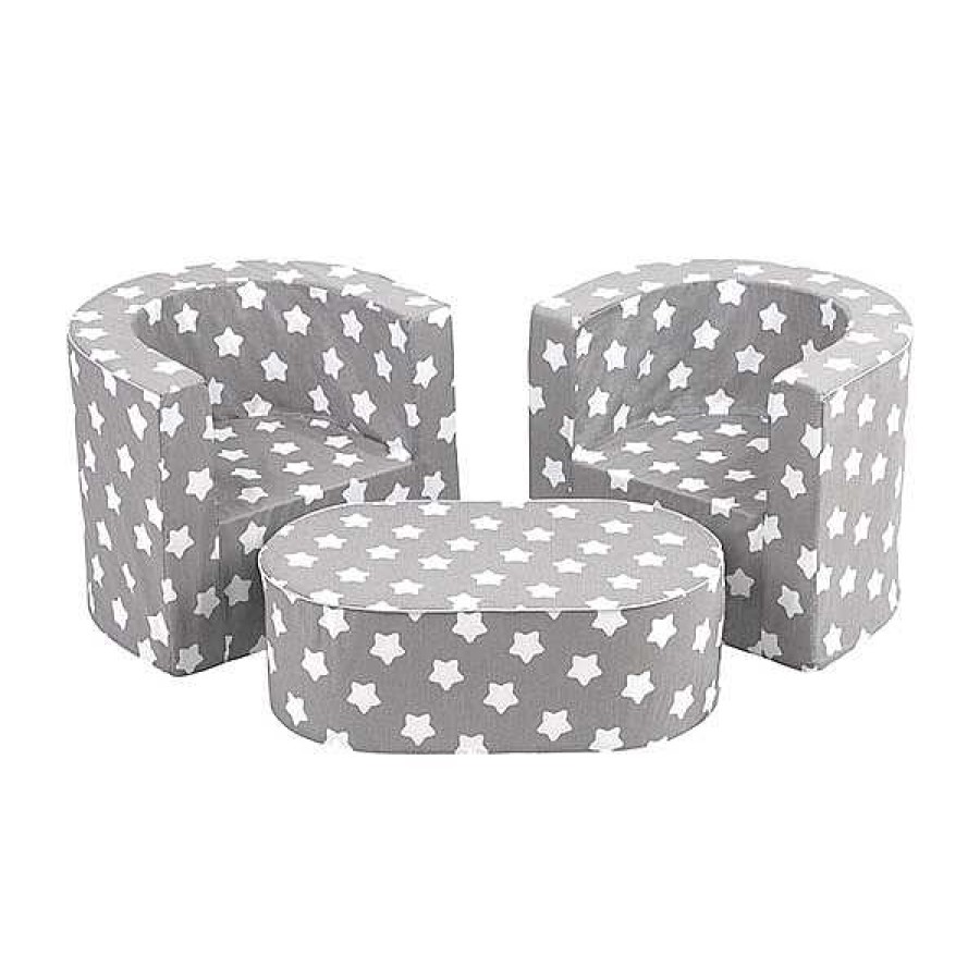 Muebles & Deco DELTA TRADE Sillones, Butacas Y Hamacas | Set De Mesa Y Sillas Estampado Estrellas Gris