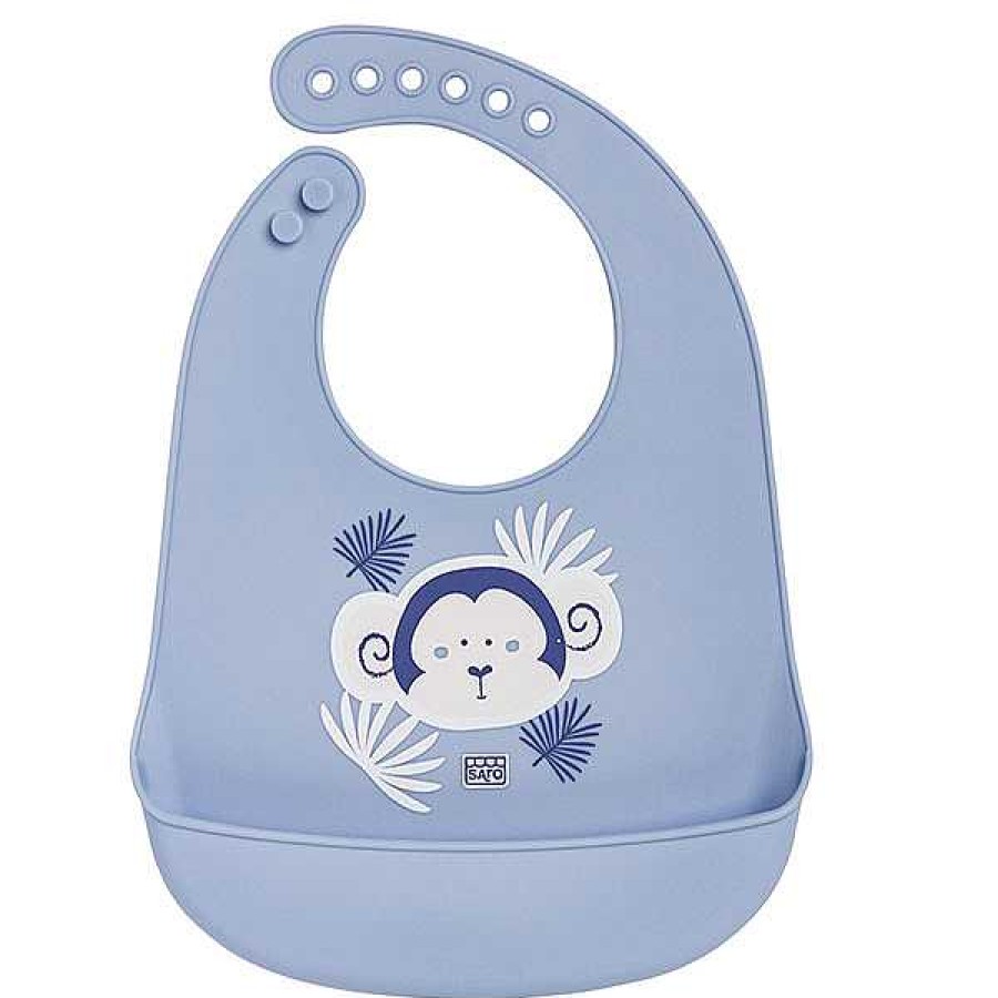 Beb S SARO Complementos Para Comer Y Alimentaci N | Babero Blandito Silicona Mono Azul