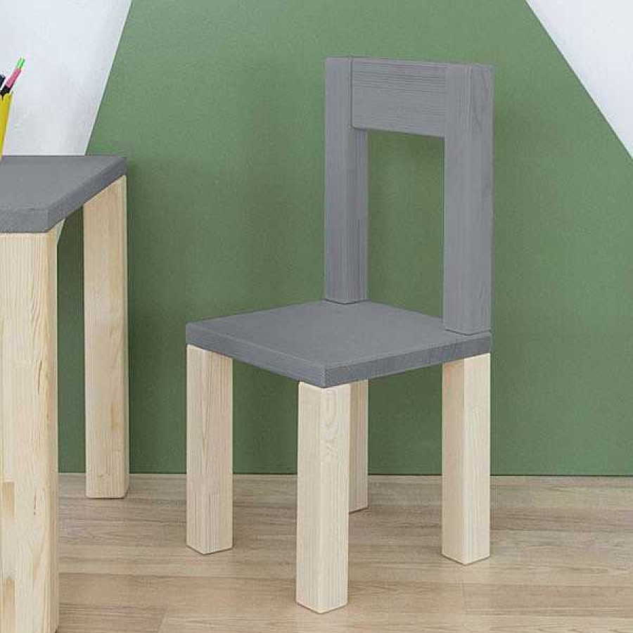 Muebles & Deco Eurekakids Mesas Y Sillas | Silla Infantil Opee Con Respaldo Gris