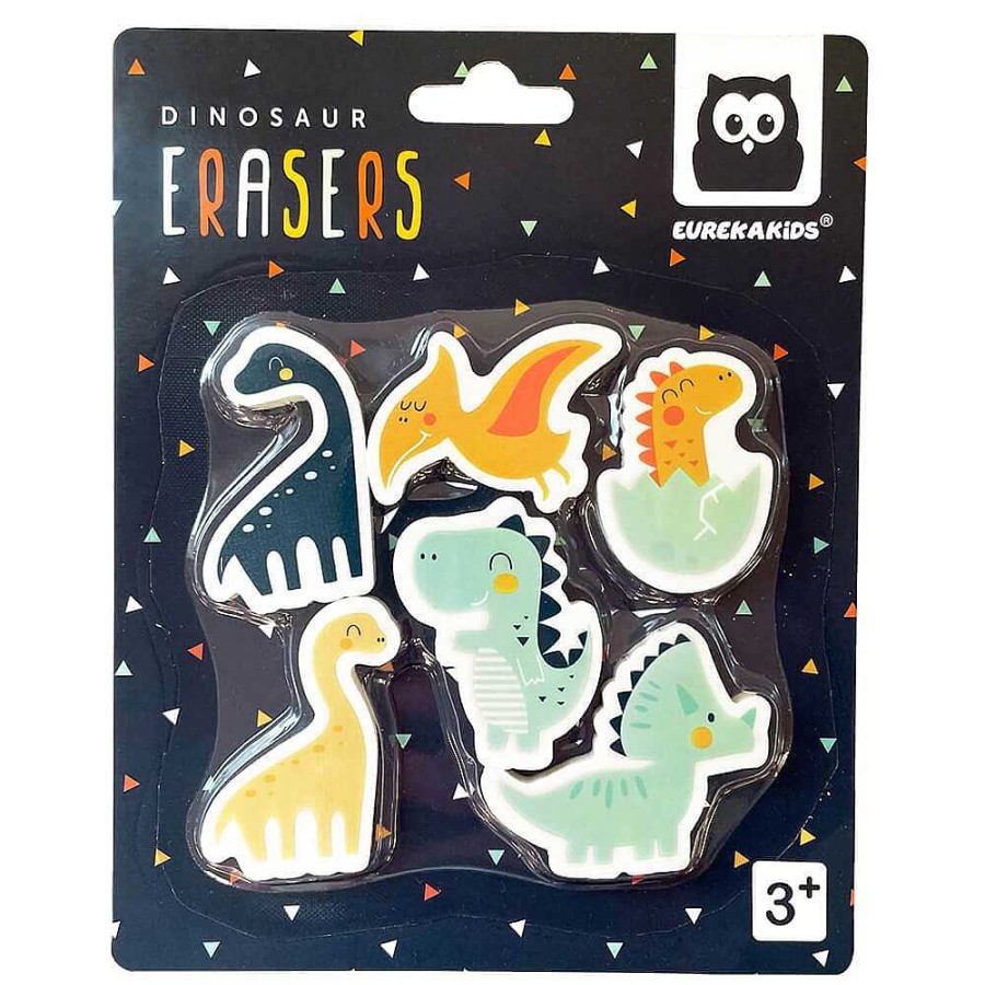 Creativos EUREKAKIDS Material Escolar | Gomas De Borrar Conjunto 5 Unidades Con Forma De Dinosaurios