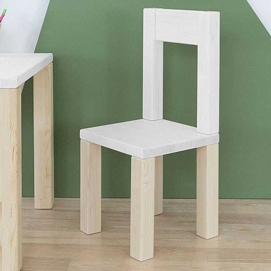 Muebles & Deco Eurekakids Mesas Y Sillas | Silla Infantil Opee Con Respaldo Blanca