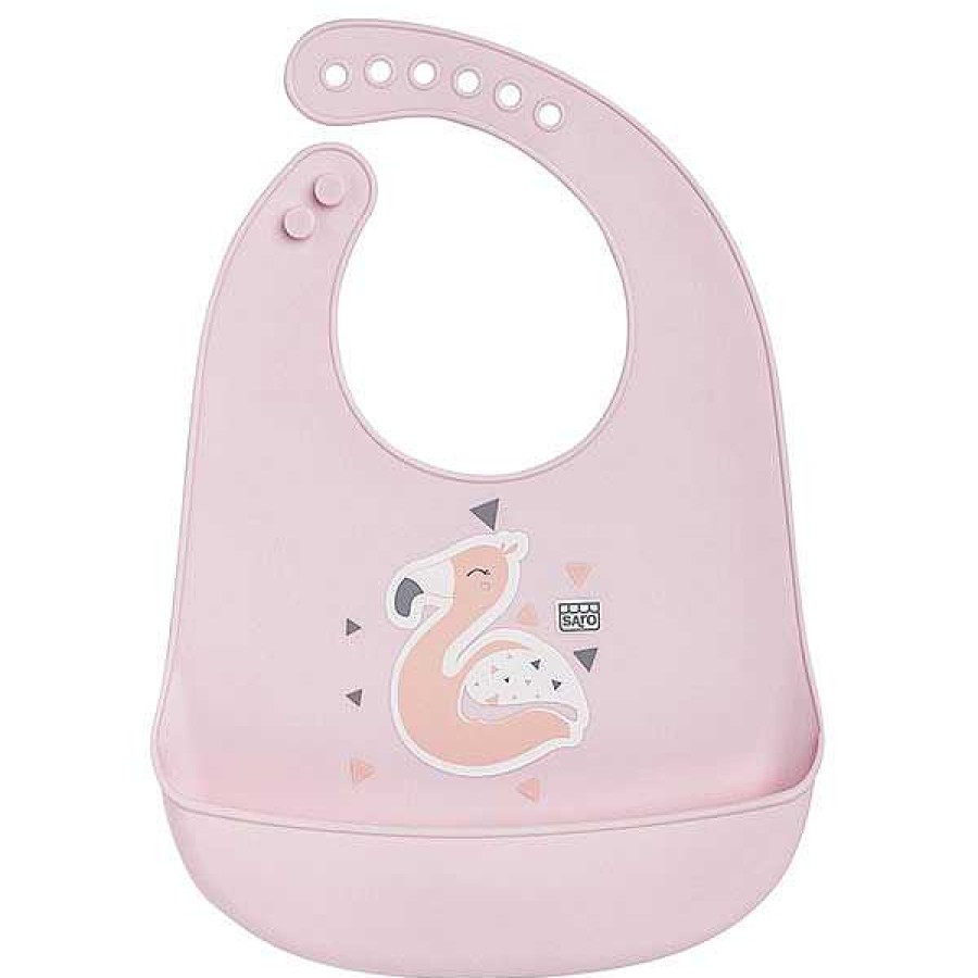 Beb S SARO Complementos Para Comer Y Alimentaci N | Babero Silicona Flamenco Rosa