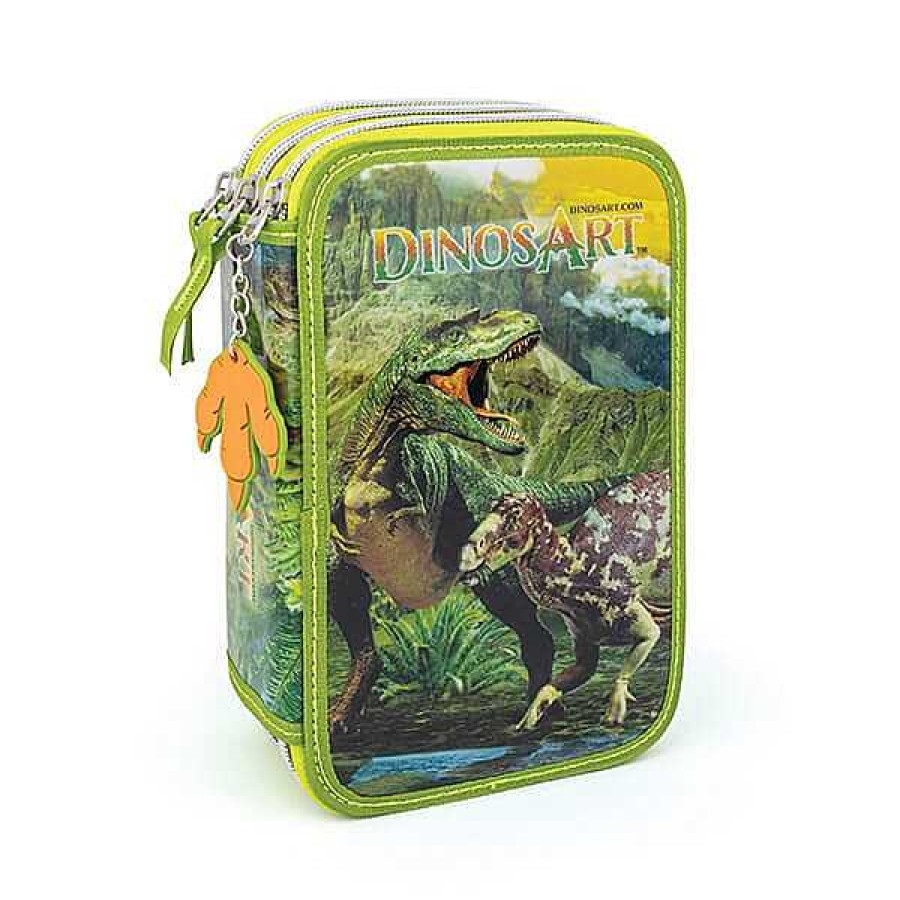 Creativos Eurekakids Juegos De Dibujo Y Pintura | Estuche De Dinosaurios De 3 Compartimentos