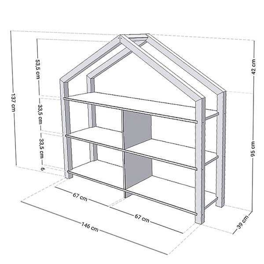 Muebles & Deco Eurekakids Organizadores, Librer As Y Estanter As | Estanter A Casita De Madera Shelly Aceite Transparente