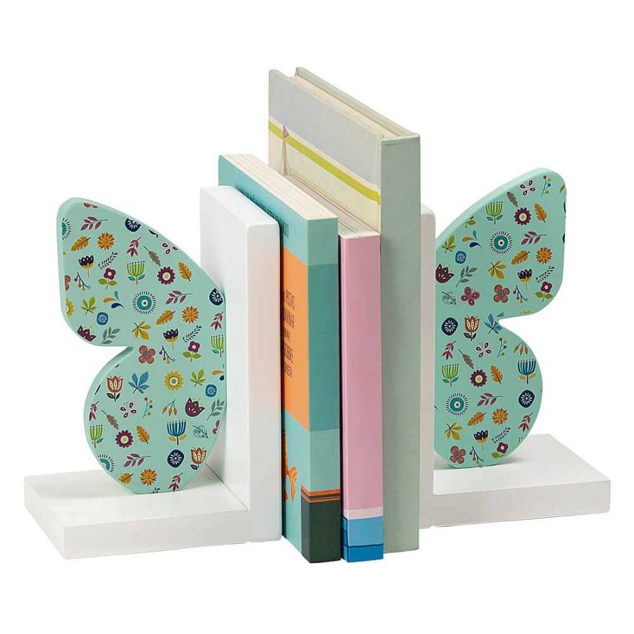 Muebles & Deco EUREKAKIDS Organizadores, Librer As Y Estanter As | Sujetalibros Infantil Original Y Decorativo De Madera Con Forma De Mariposa