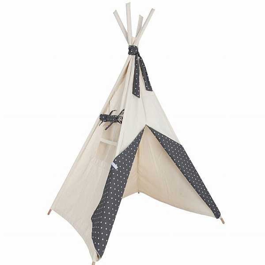 Muebles & Deco BARRUTOYS Tipis De Tela Y Accesorios | Tipi Estrellas Beige Y Gris