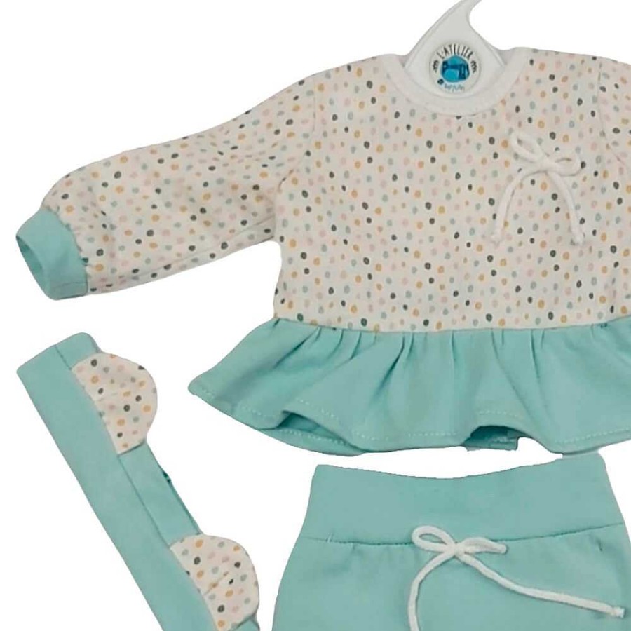 Simb Lico BERJUAN Ropa Y Complementos | Pijama Aguamar Verde Con Estampado De Topitos