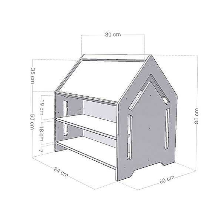 Muebles & Deco Eurekakids Muebles Montesori | Casita Y Mesa Para Dibujar Creative Blanca